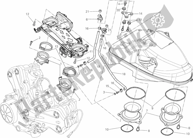 Alle onderdelen voor de 017 - Gasklephuis van de Ducati Diavel Cromo 1200 2013